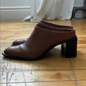Everlane Brown Leather Mules with Block Heel